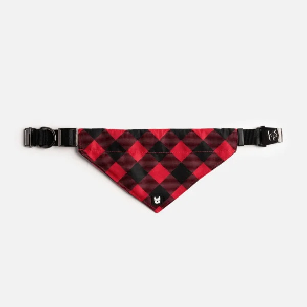 Poplin Bandana Dog Collar - Red Plaid - Image 5