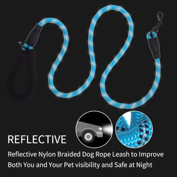 5 FT Thick Highly Reflective Dog Leash-Red - Image 11