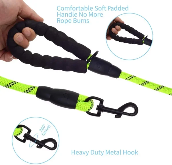 5 FT Thick Highly Reflective Dog Leash-Green - Image 23