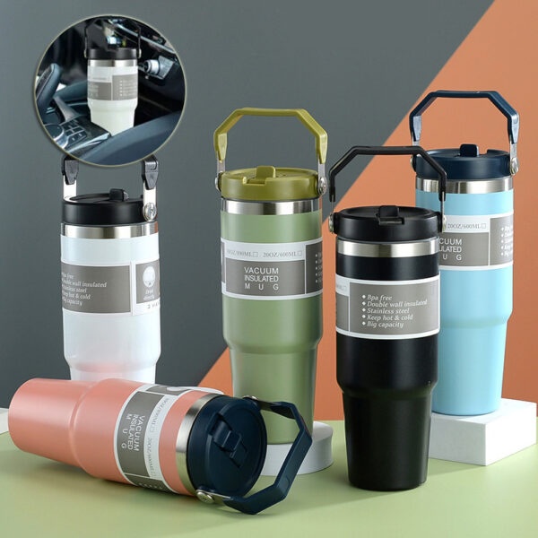 Portable Car Cup Stainless Steel Cup Travel Sports Water Bottle With Handle Cover Coffee Tumbler Cup - Image 5