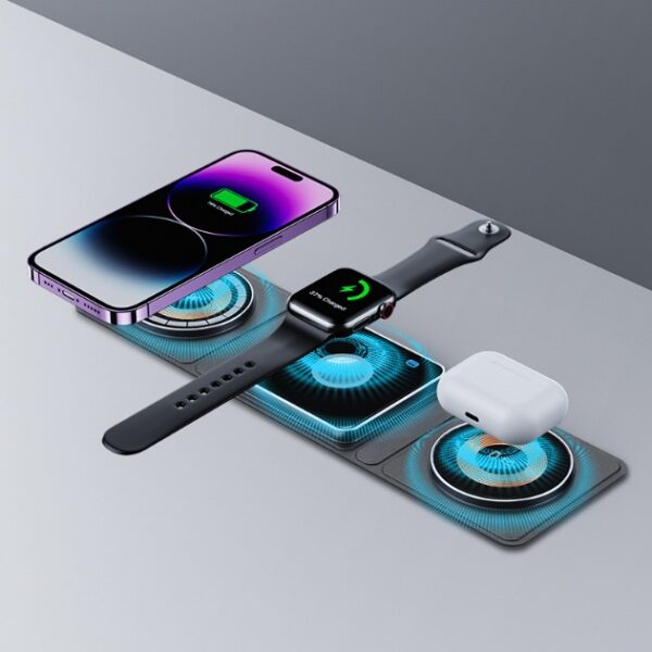 3 IN 1 Magnetic Folding Wireless Charger Station For IPhone Transparent Fast Charging For IWatch And Airpods - Image 9