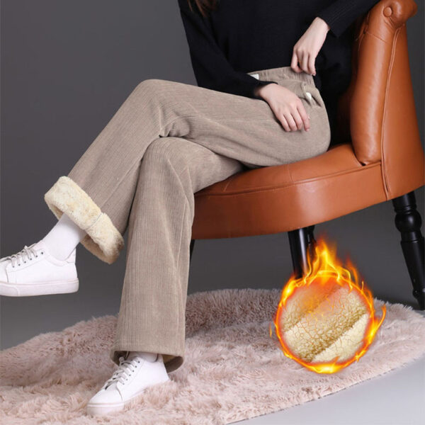 Winter Wide-leg Fleece Trousers For Women Warm Straight-leg Casual Lamb Cashmere Pants Loose Sports Sweatpants - Image 7