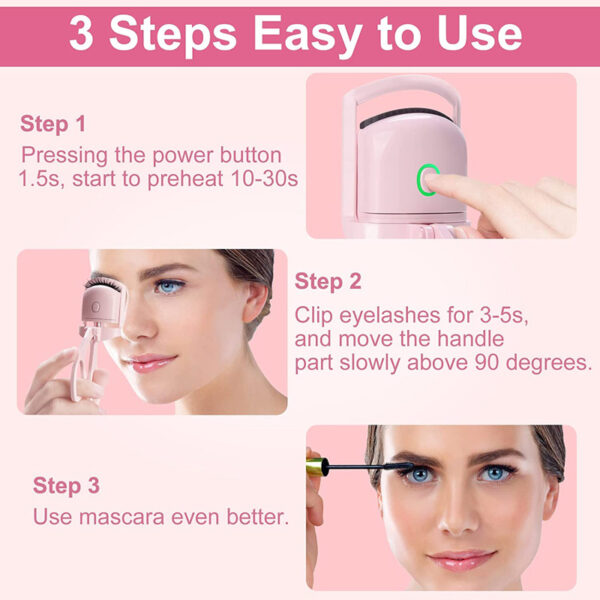 Eyelash Curler Makeup Tools Heated Eyelash Curlers, Rechargeable Electric Eyelash Curler, Handheld Eyelash Heat - Image 6