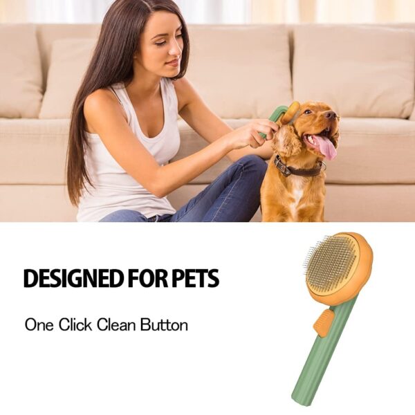 Pet Pumpkin Brush, Pet Grooming Self Cleaning Slicker Brush For Dogs Cats Puppy Rabbit, Cat Brush Grooming Gently Removes Loose Undercoat, Mats Tangled Hair Slicker Brush - Image 8