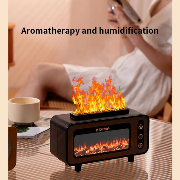 New Design Ultrasonic Flame Humidifier 200ml Simulated Fireplace 3D Fire Aroma Diffuser Colorful Light Essential Oil Diffuser For Bedroom - Image 6