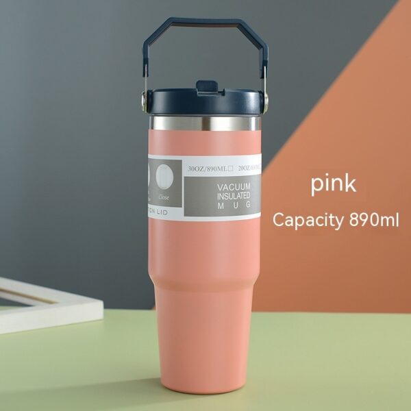 Portable Car Cup Stainless Steel Cup Travel Sports Water Bottle With Handle Cover Coffee Tumbler Cup - Image 6