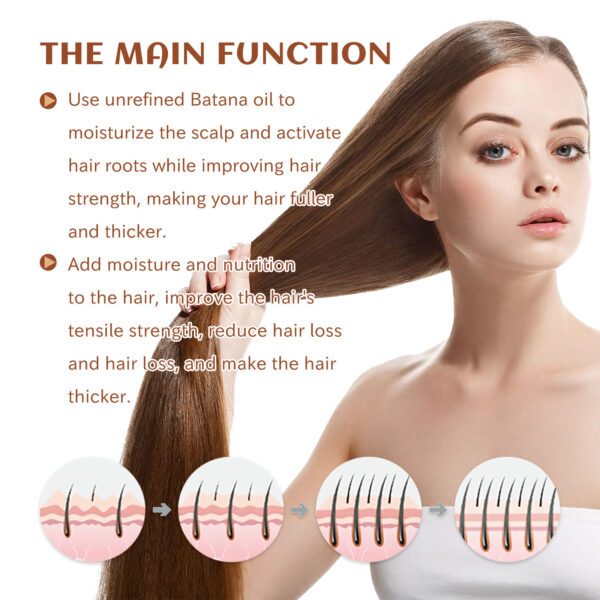 Hair Conditioner Pure Batana Oil Straightening Smoothing Hair Mask Anti Hair Loss Treatments Split Ends Damaged Fluffy Hair - Image 6