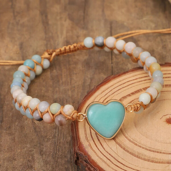 Classic Heart Shape Charm Bracelets Amazonite String Braided Macrame Wristband Teengirls Wrap Bracelet Femme Women Jewelry - Image 6