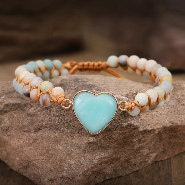 Classic Heart Shape Charm Bracelets Amazonite String Braided Macrame Wristband Teengirls Wrap Bracelet Femme Women Jewelry - Image 10