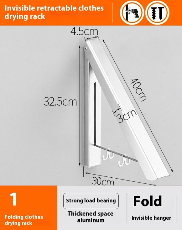 Punch-free Space Aluminum Foldable Invisible Folding Retractable Wall Hanger for Waterproof Hanging Underwear Coat Hanger - Image 4