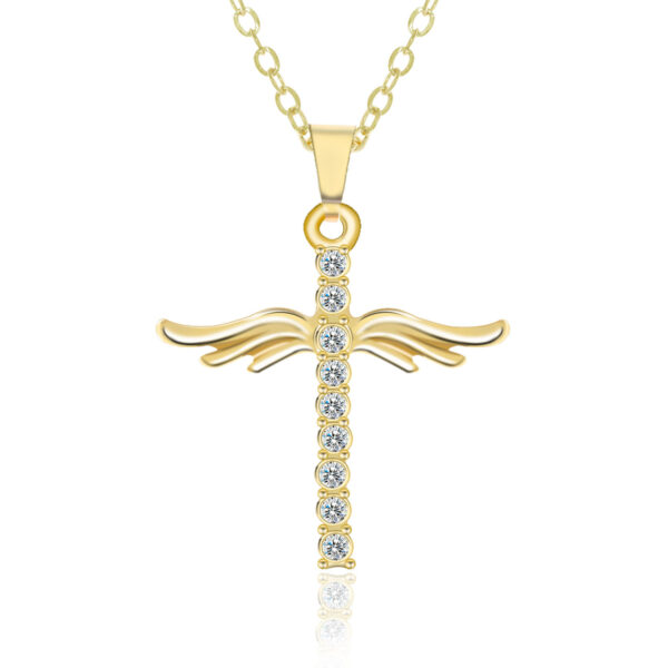 Angel Wings Cross Pendant Necklace For Woman With O Type Stainless Steel Chain Necklace Jewelry Gift - Image 2