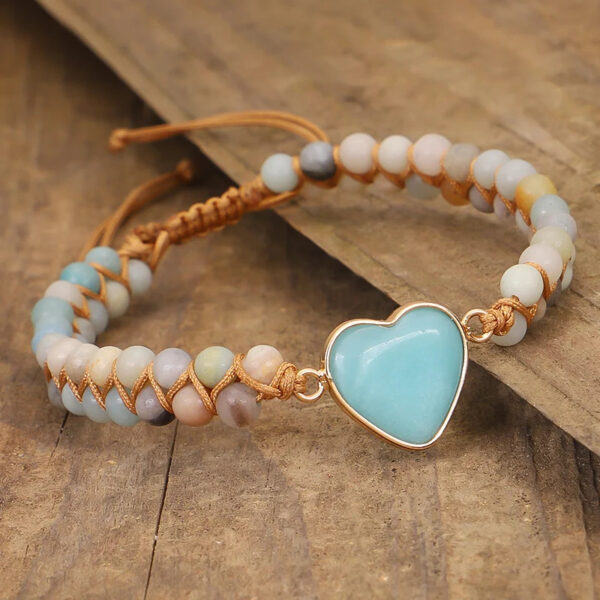 Classic Heart Shape Charm Bracelets Amazonite String Braided Macrame Wristband Teengirls Wrap Bracelet Femme Women Jewelry - Image 8