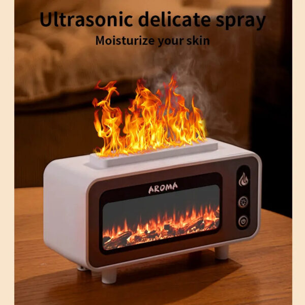 New Design Ultrasonic Flame Humidifier 200ml Simulated Fireplace 3D Fire Aroma Diffuser Colorful Light Essential Oil Diffuser For Bedroom - Image 2