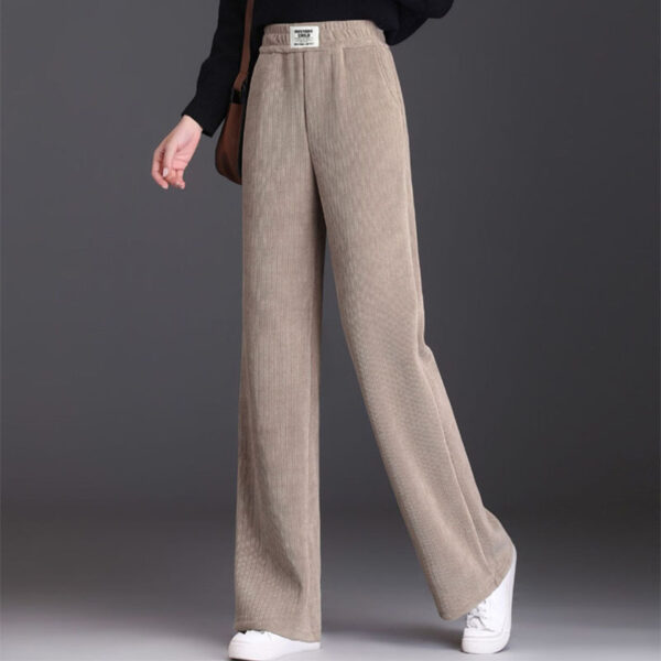 Winter Wide-leg Fleece Trousers For Women Warm Straight-leg Casual Lamb Cashmere Pants Loose Sports Sweatpants - Image 3