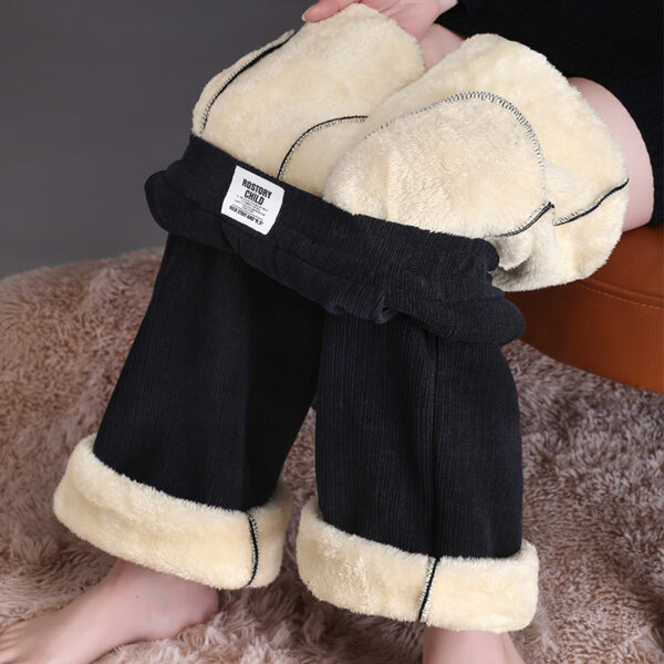 Winter Wide-leg Fleece Trousers For Women Warm Straight-leg Casual Lamb Cashmere Pants Loose Sports Sweatpants - Image 4