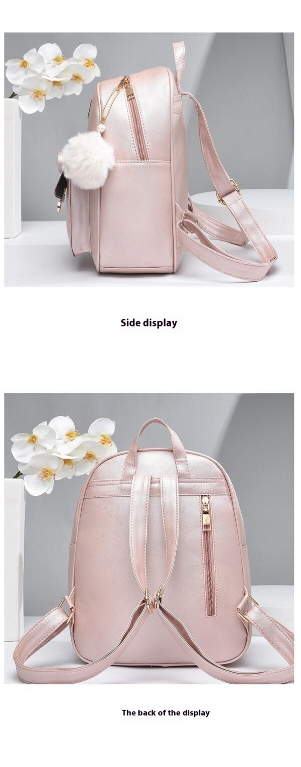 Fashion Women's Bags PU Bow Composite Bag Young Girl Student Cute Shoulders Backpack Crossbody Bags Coin Purse 3pcs Set - Image 8