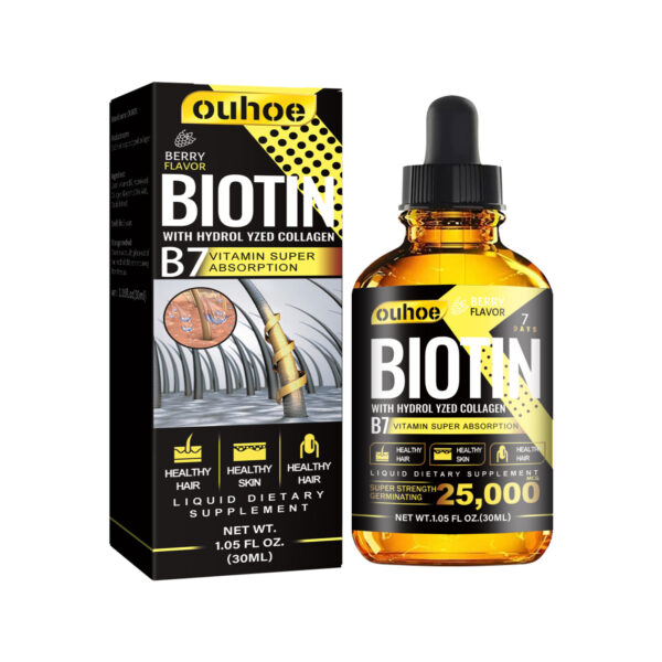 RESEARCH Liquid Biotin & Collagen Hair Growth Drops  - Biotin And Liquid Collagen Supplement For Men & Women - Glowing Skin Support, Healthy Hair & Nail Growth - Image 3