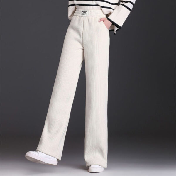 Winter Wide-leg Fleece Trousers For Women Warm Straight-leg Casual Lamb Cashmere Pants Loose Sports Sweatpants - Image 10