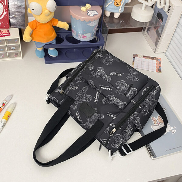 Bear Print Large Capacity Multi-Pocket Tote Bag Shoulder Bag Crossbody Lightweight For Going Out Handbag - Image 9