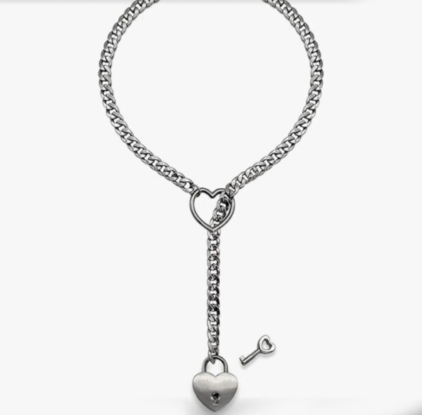 Stainless Steel Lariat Heart Necklace Personality Heavy Ring Cuban Long Chain Punk Rock Slipchain Choker Collar For Women Men - Image 5